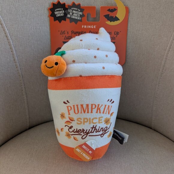 NWT Pumpkin Spice Everything Latte PSL Squeaky Plush Dog Toy Autumn Fall 8" - Picture 1 of 8